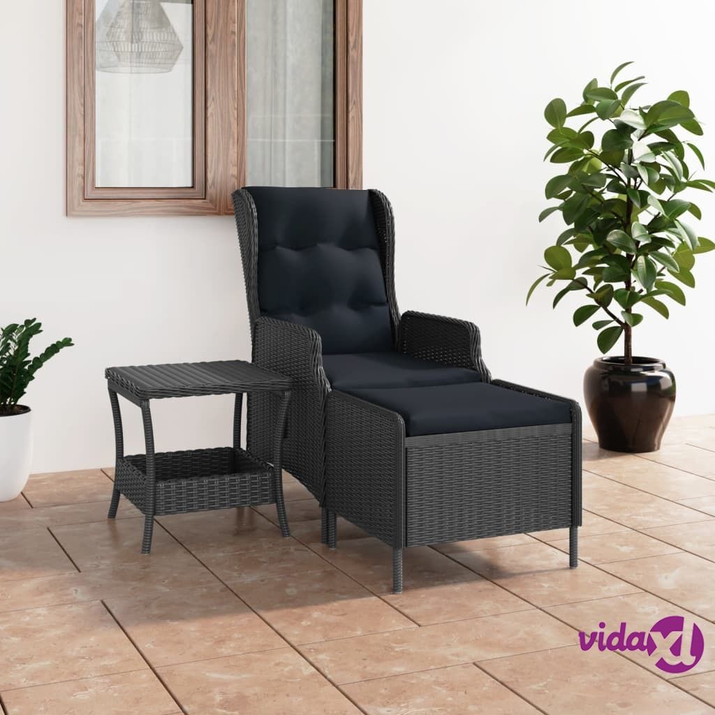 vidaXL 2 Piece Garden Lounge Set with Cushions Poly Rattan Dark Grey