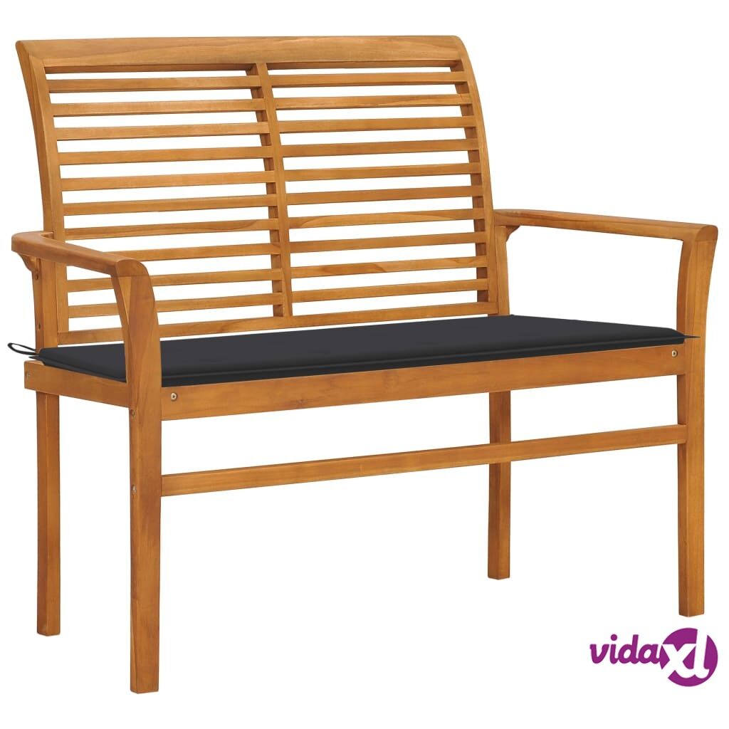 vidaXL Garden Bench with Anthracite Cushion 112 cm Solid Teak Wood