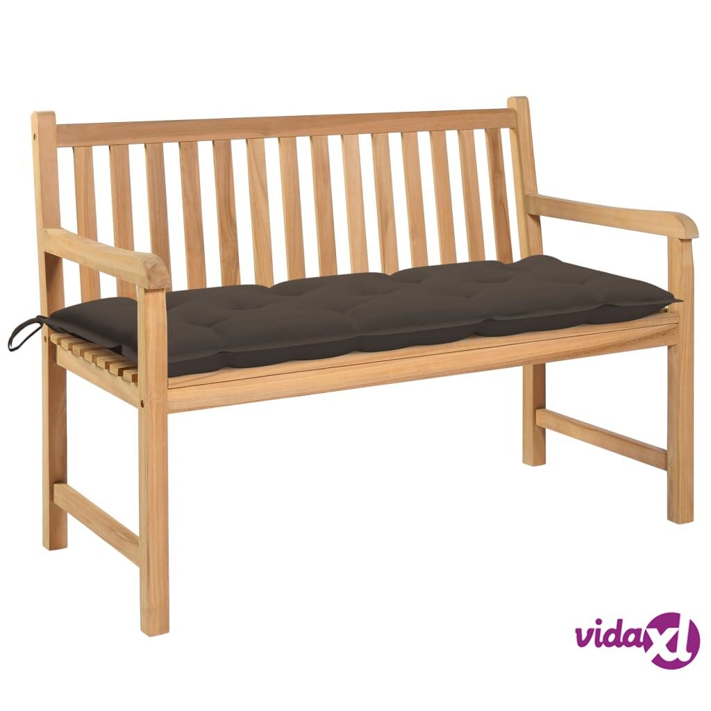 vidaXL Garden Bench with Taupe Cushion 120 cm Solid Teak Wood