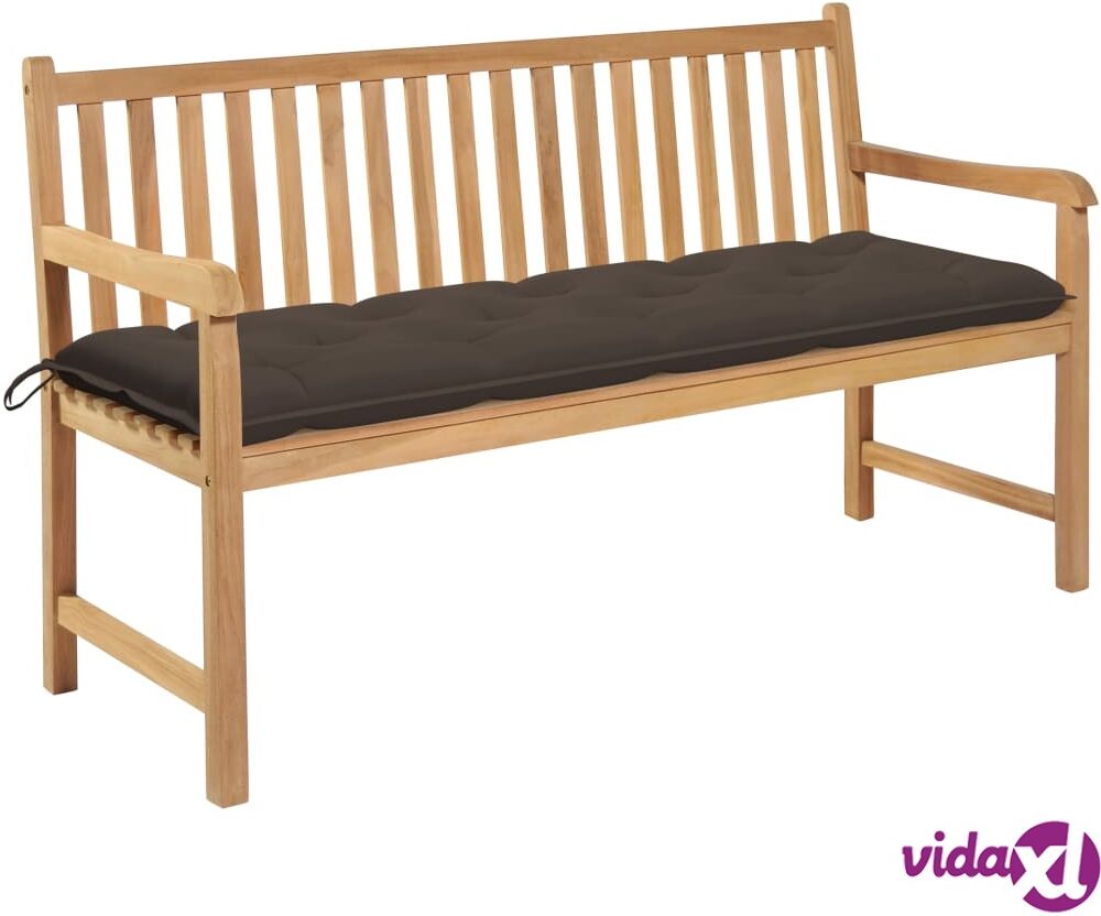 vidaXL Garden Bench with Taupe Cushion 150 cm Solid Teak Wood