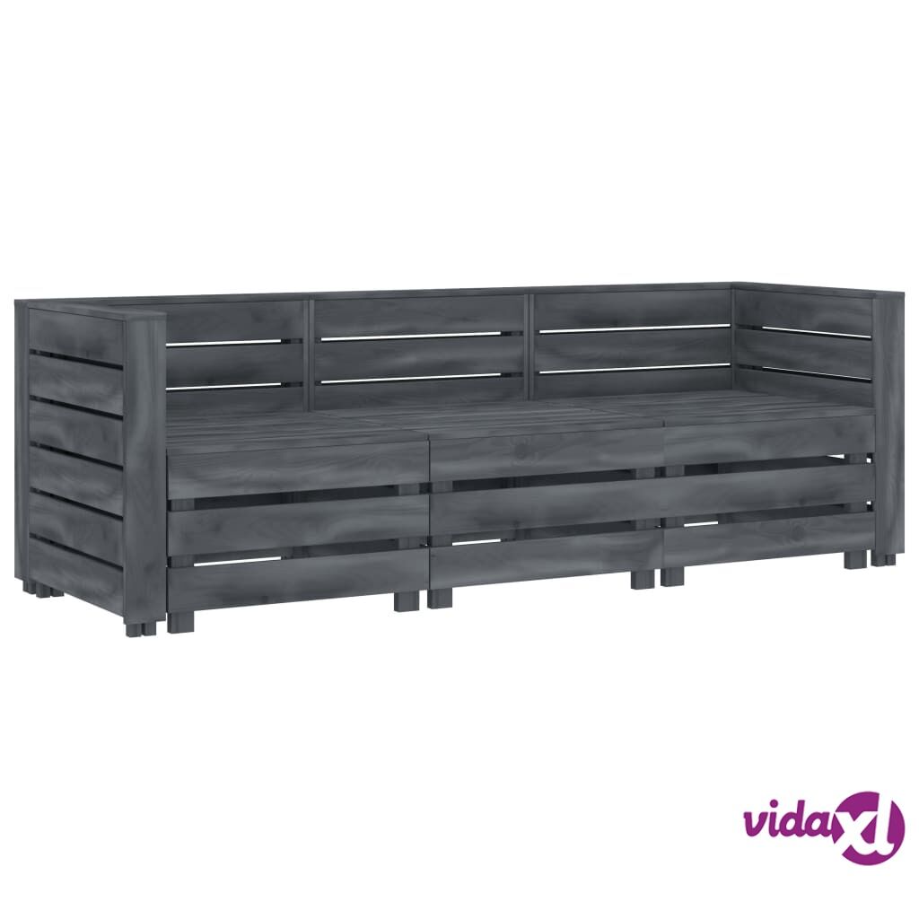 vidaXL Garden 3-Seater Pallet Sofa Wood Grey