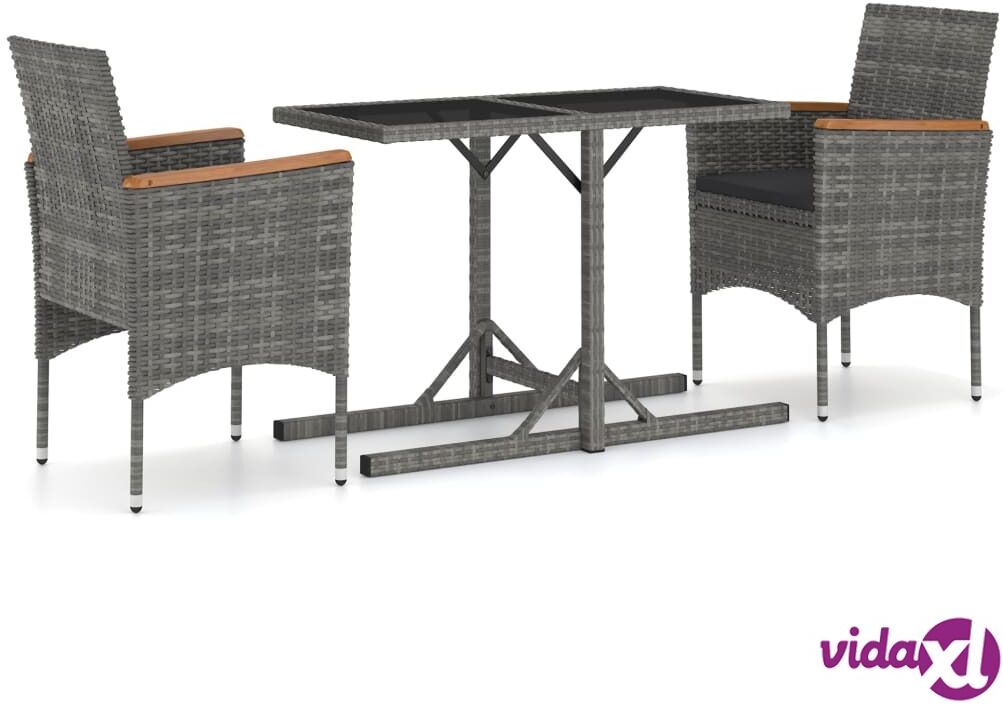 vidaXL 3 Piece Garden Dining Set Grey