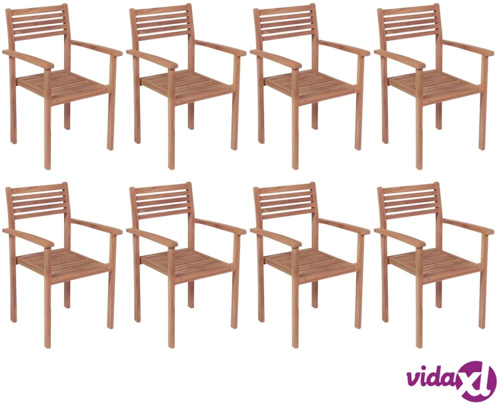 vidaXL Stackable Garden Chairs 8 pcs Solid Teak Wood