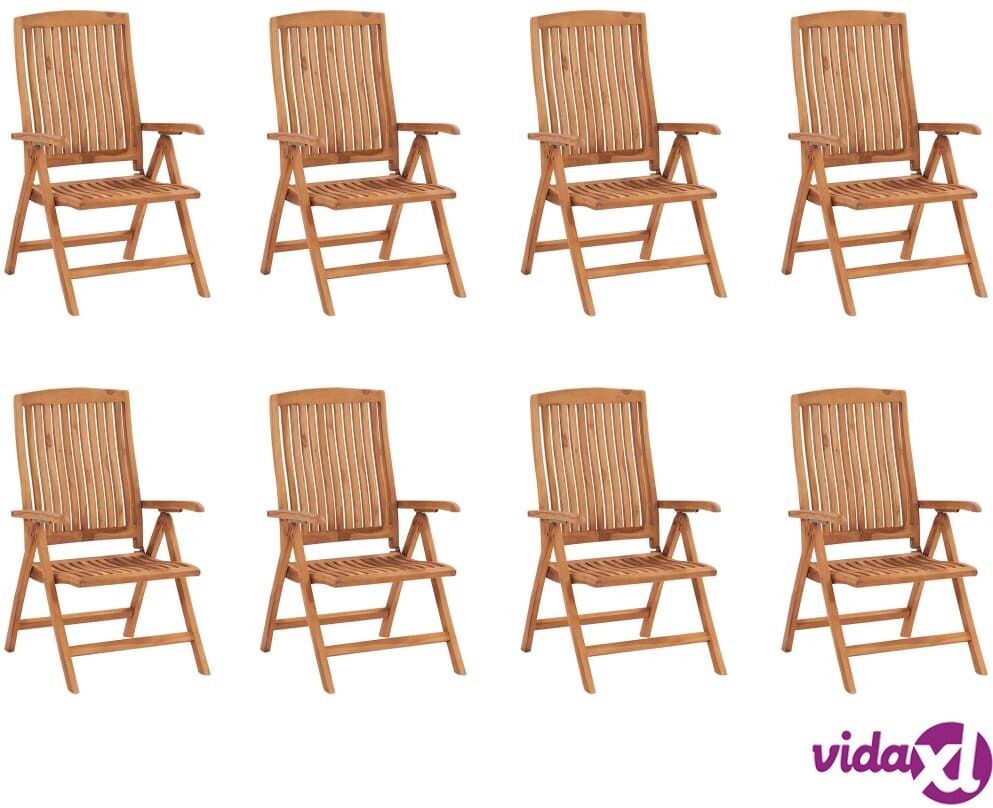 vidaXL Reclining Garden Chairs 8 pcs Solid Teak Wood