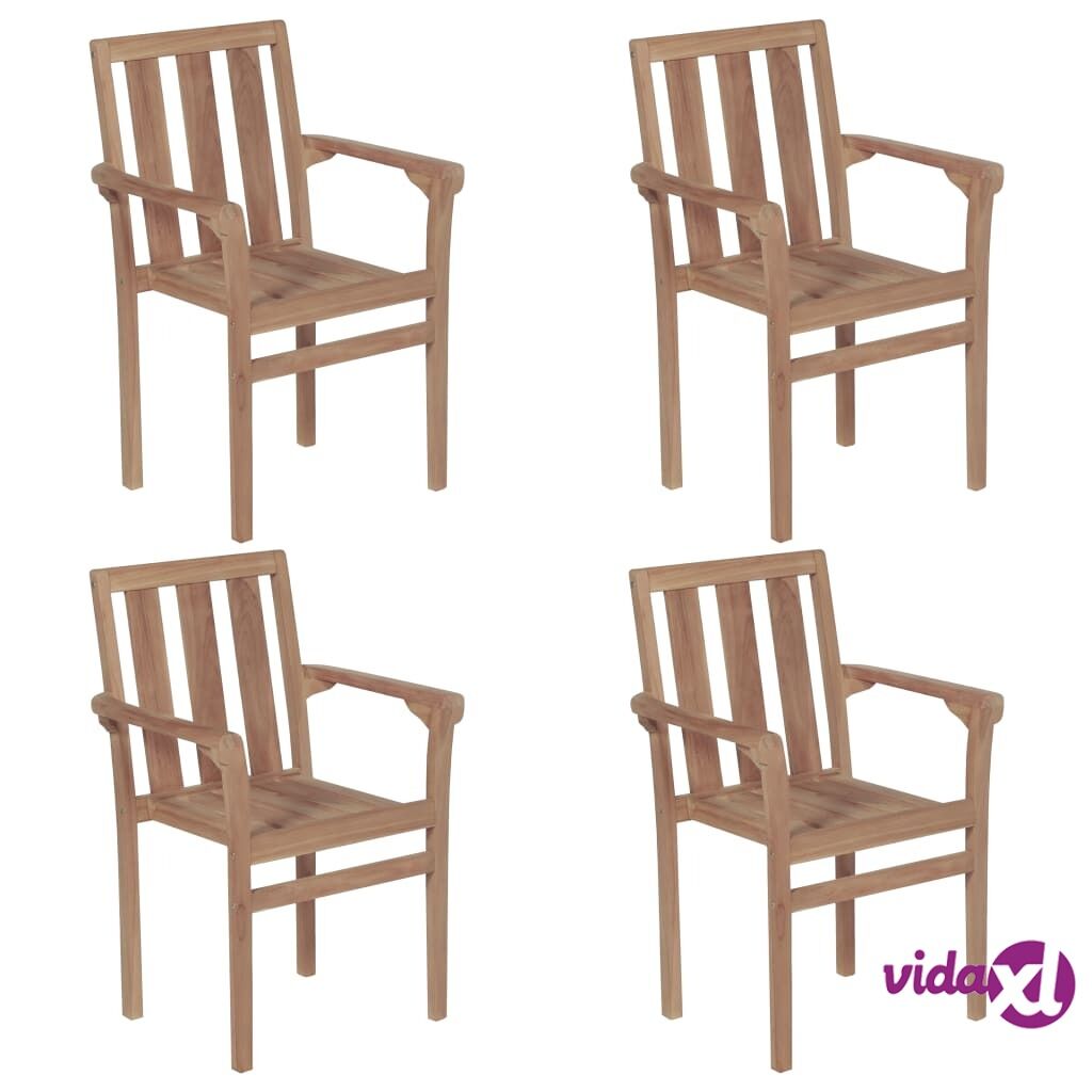 vidaXL Stackable Garden Chairs 4 pcs Solid Teak Wood