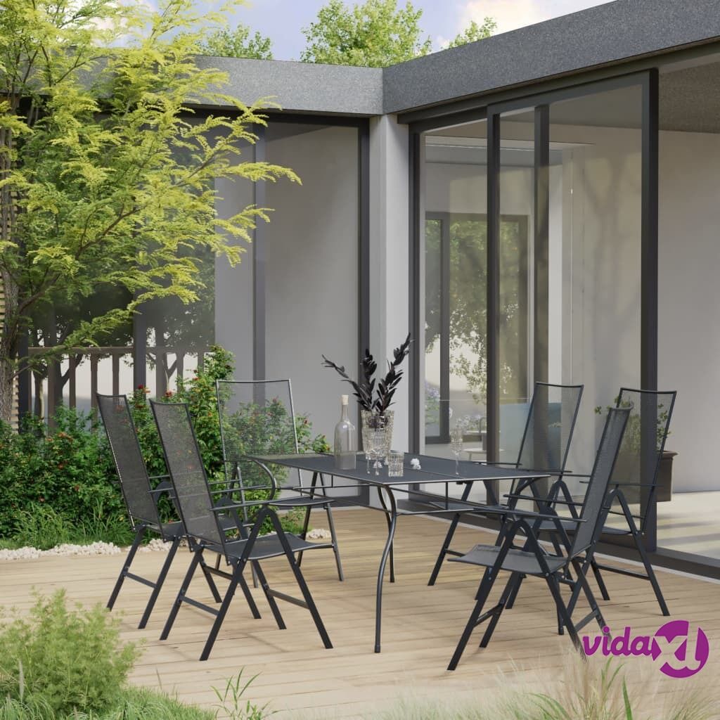 vidaXL 7 Piece Garden Dining Set Steel Anthracite