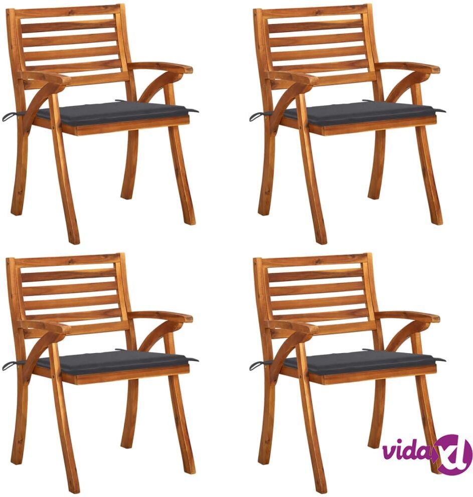 vidaXL Garden Chairs with Cushions 4 pcs Solid Acacia Wood