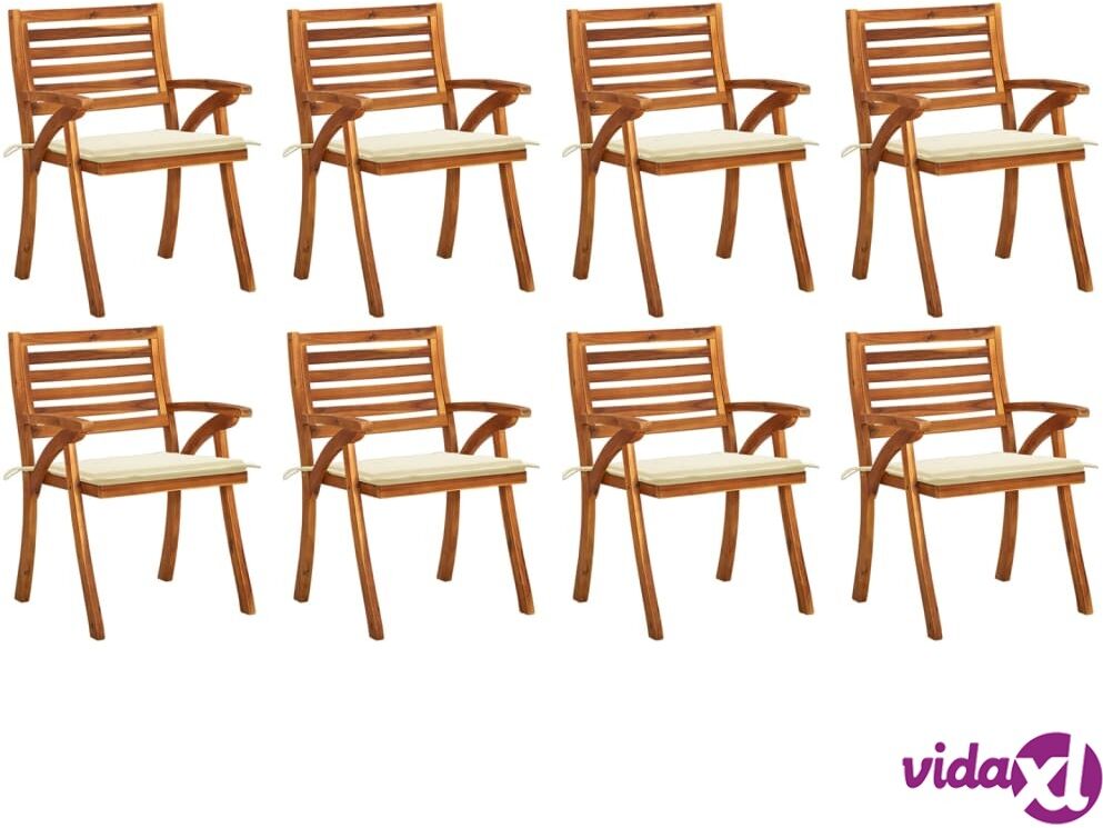 vidaXL Garden Chairs with Cushions 8 pcs Solid Acacia Wood