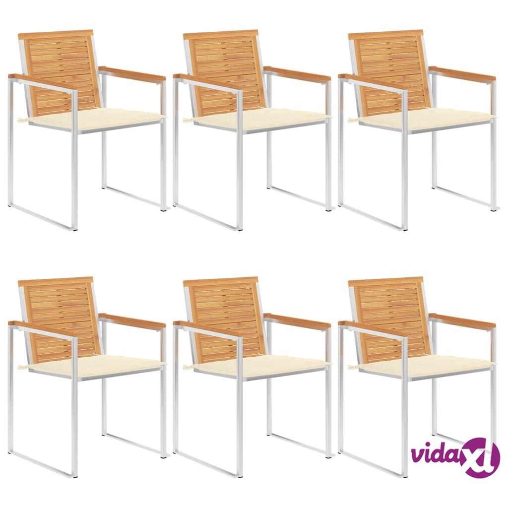 vidaXL Garden Chairs 6 pcs with Cushions Solid Teak Wood