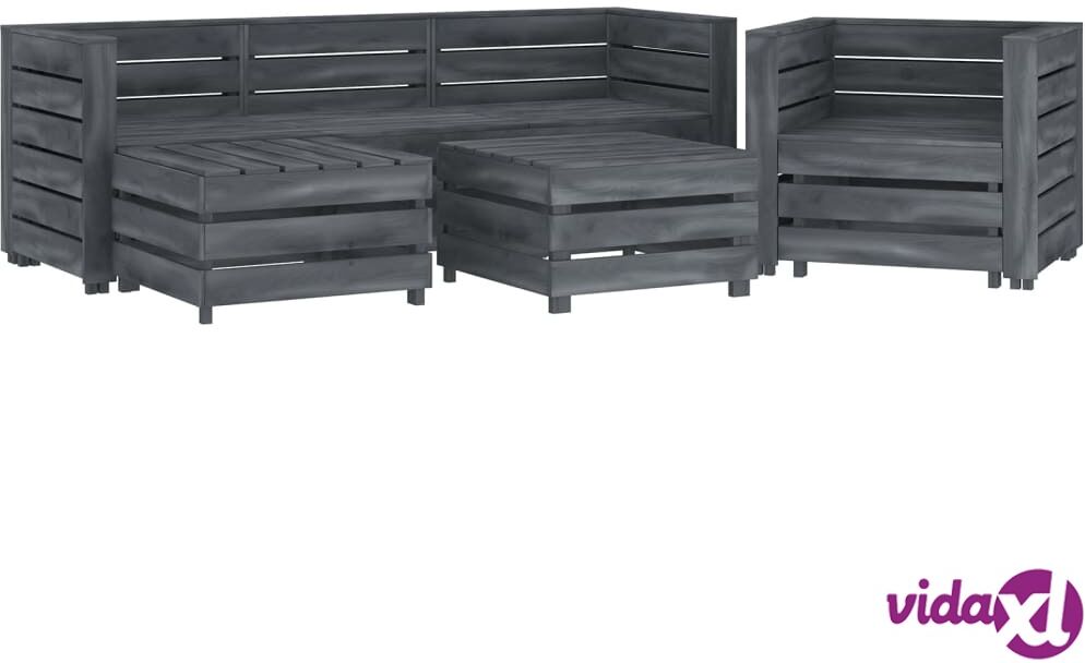 vidaXL 6 Piece Garden Pallet Lounge Set Solid Pinewood Grey