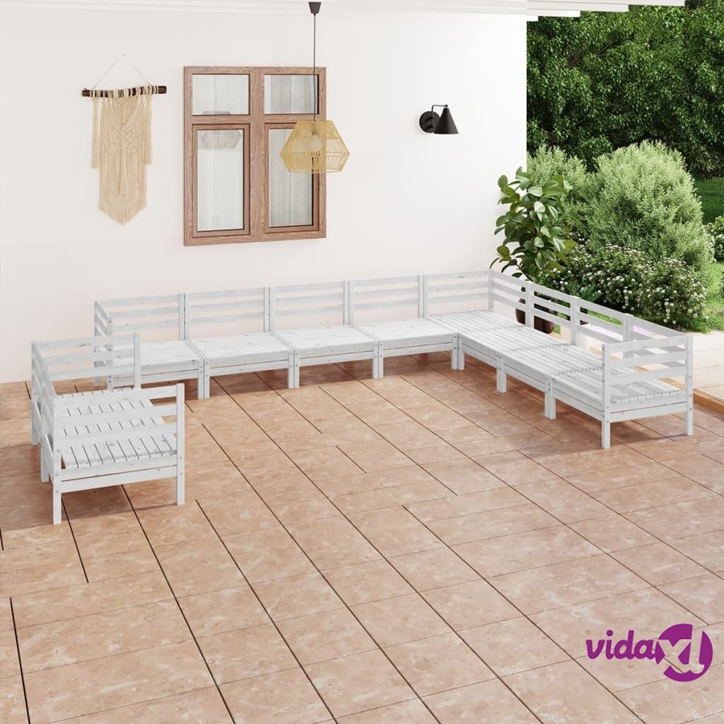 vidaXL 10 Piece Garden Lounge Set Solid Pinewood White