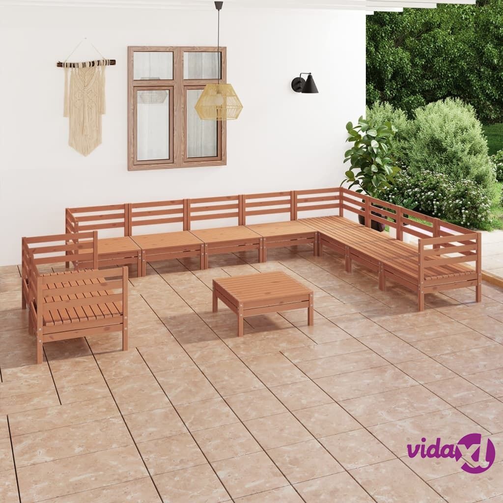 vidaXL 11 Piece Garden Lounge Set Solid Pinewood Honey Brown