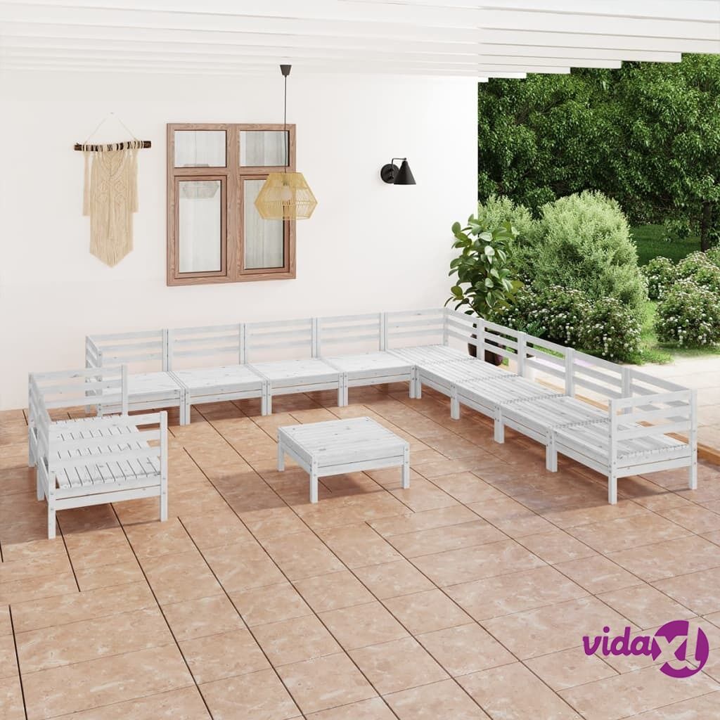 vidaXL 12 Piece Garden Lounge Set Solid Pinewood White