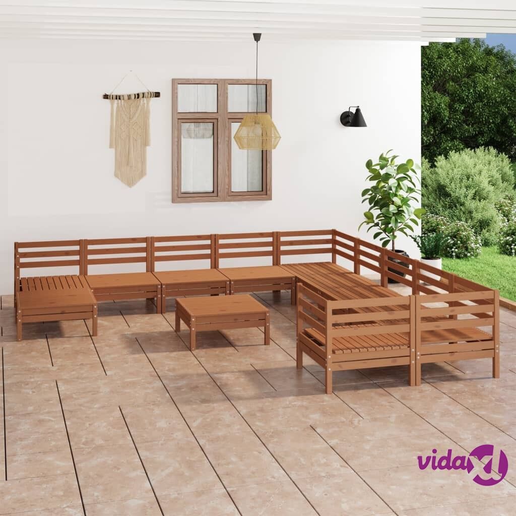 vidaXL 12 Piece Garden Lounge Set Honey Brown Solid Pinewood