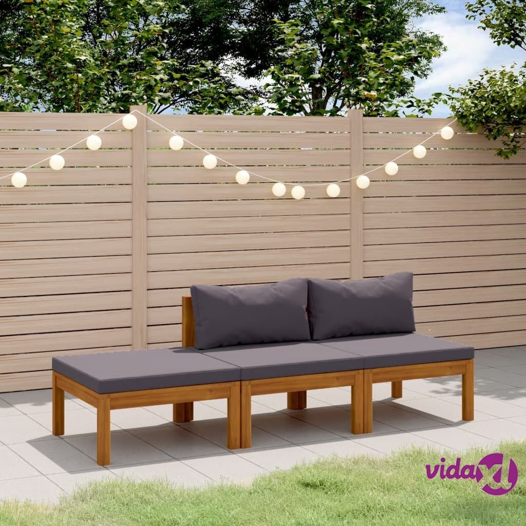 vidaXL 3 Piece Garden Lounge Set with Cushion Solid Acacia Wood