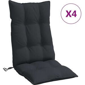 vidaXL Coussins de chaise à dossier haut lot de 4 noir tissu oxford