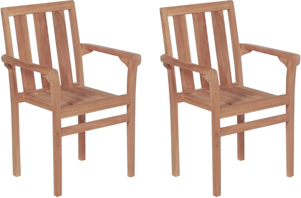 vidaXL Chaises empilables de jardin 2 pcs Bois de teck solide