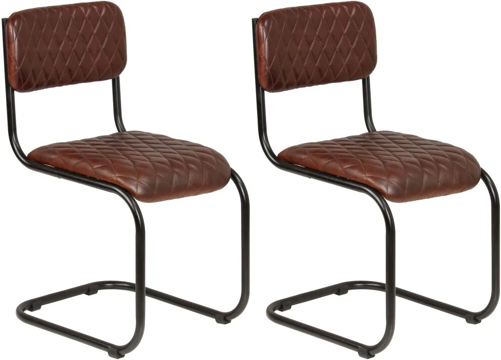 vidaXL Chaises de salle à manger 2 pcs Marron Cuir véritable