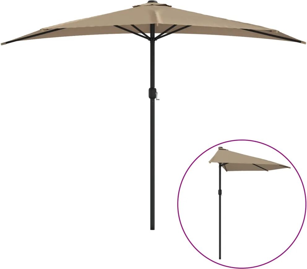 vidaXL Parasol de balcon avec mât en aluminium Taupe 300x150 cm Demi