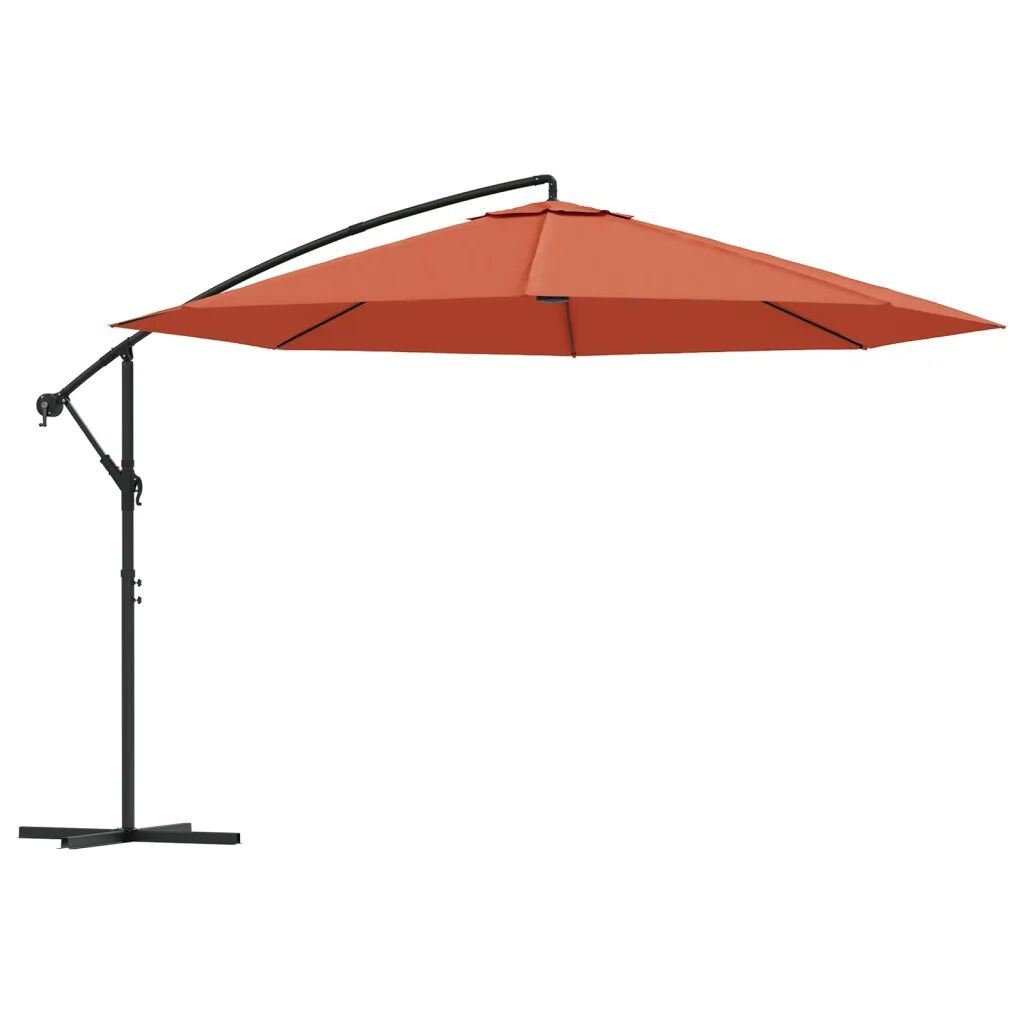 vidaXL Parasol en porte-à-faux avec mât Aluminium 350 cm Terre cuite