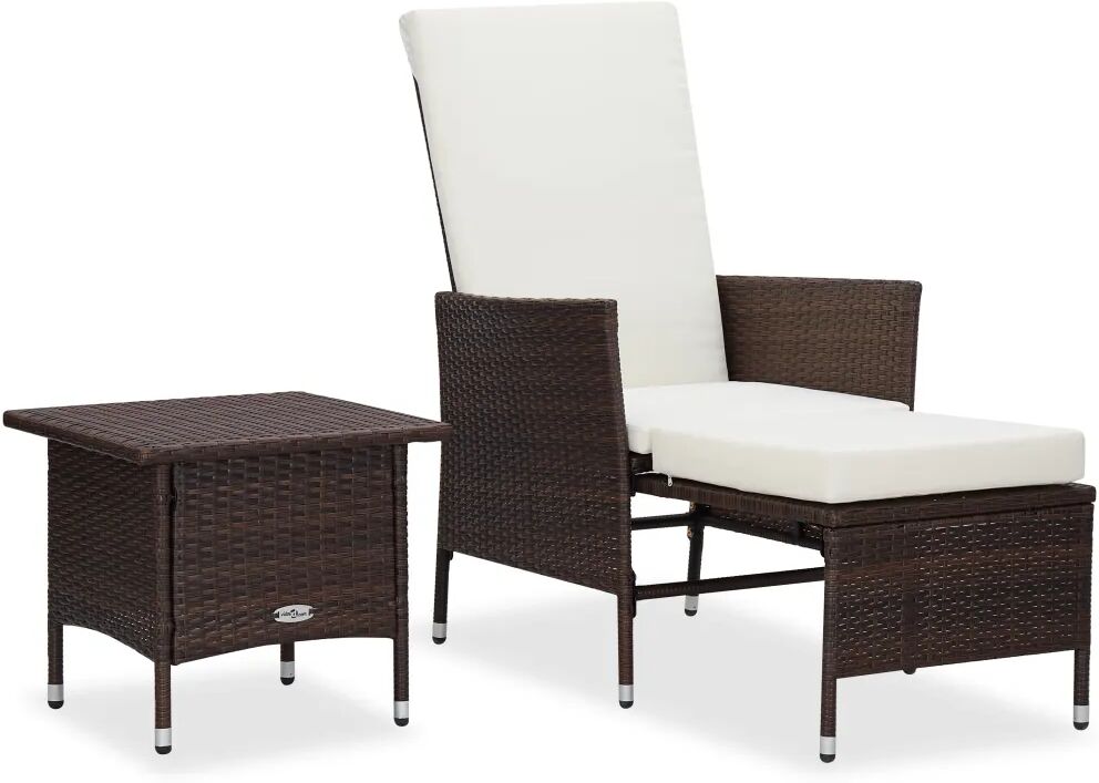 vidaXL Salon de jardin 2 pcs avec coussins Résine tressée Marron