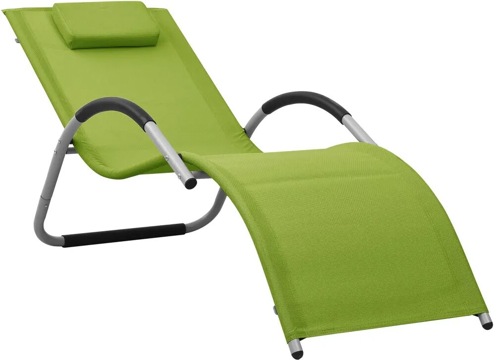 vidaXL Chaise longue Textilène Vert et gris