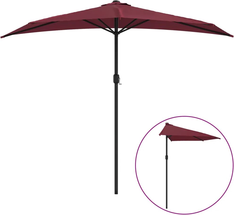 vidaXL Parasol de balcon mât en aluminium Bordeaux 270x135x245 cm Demi