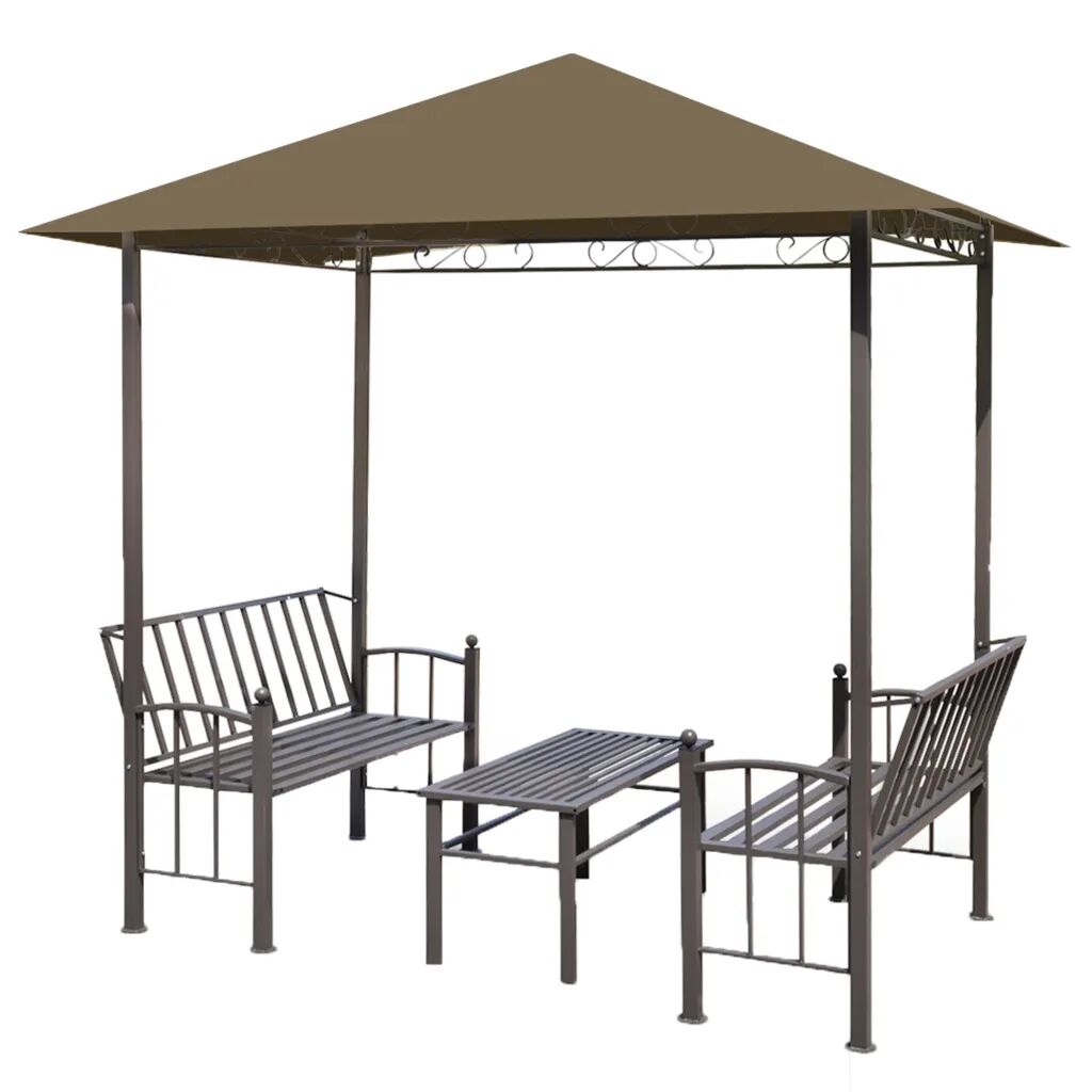 vidaXL Pavillon de jardin et table et bancs 2,5x1,5x2,4m Taupe 180g/m²