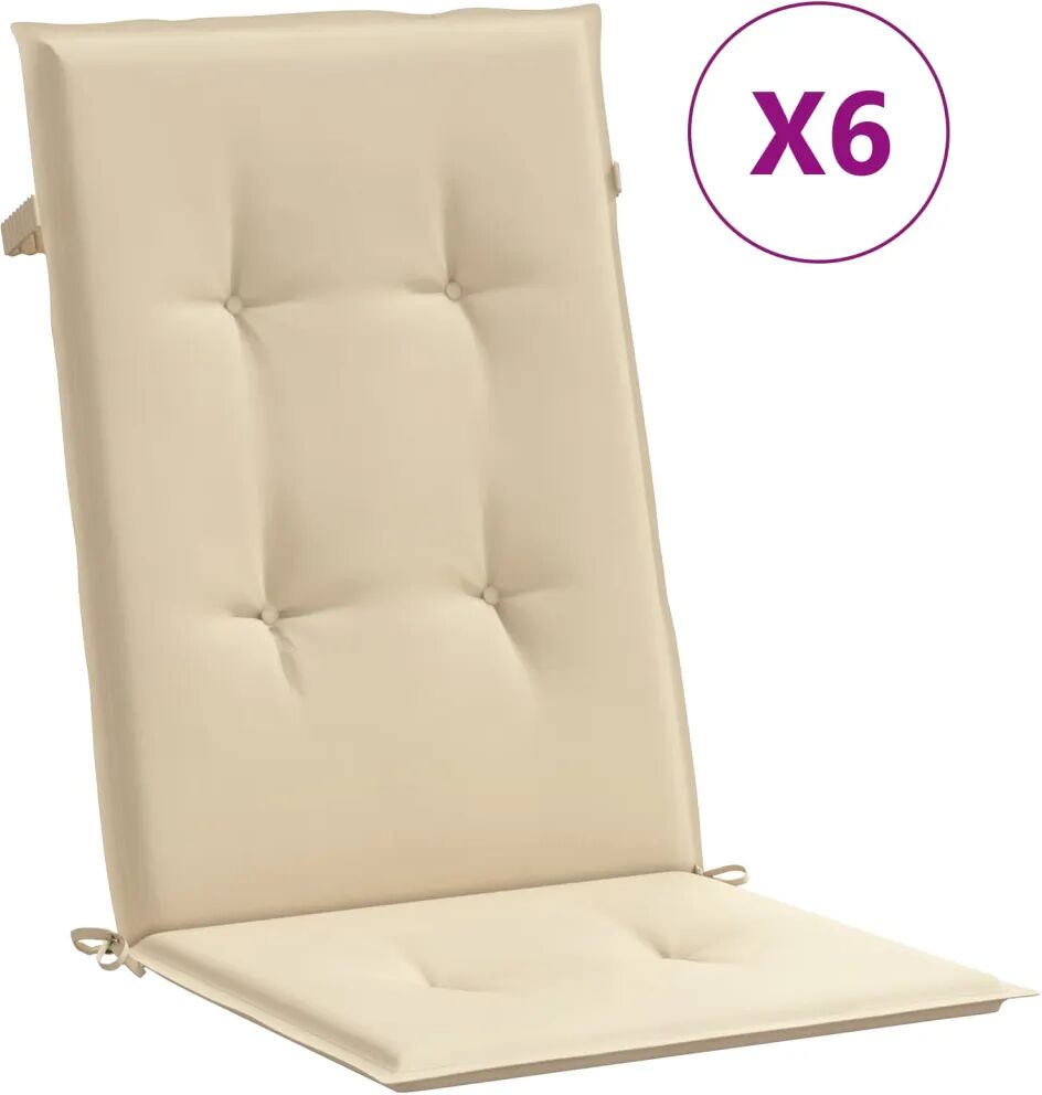 vidaXL Coussins de chaise de jardin 6 pcs Beige 120x50x3 cm