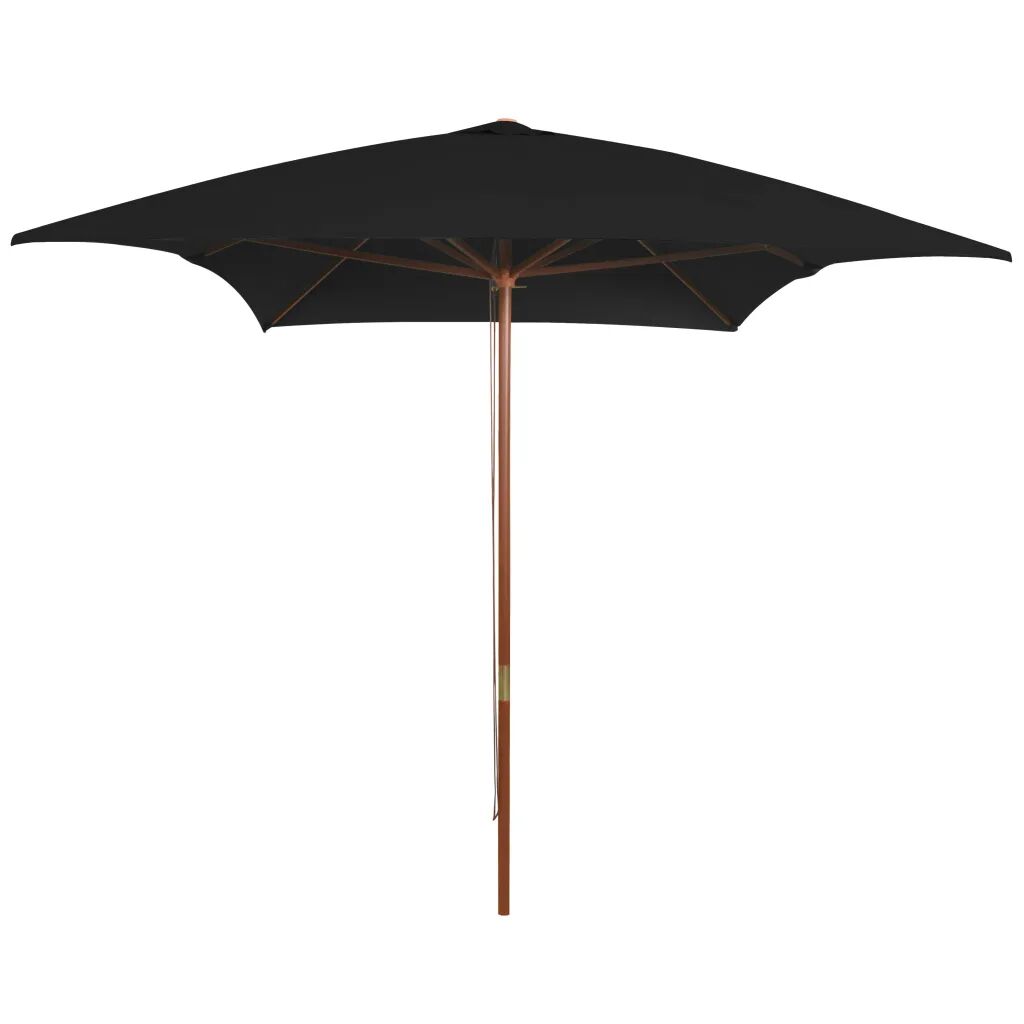 vidaXL Parasol d'extérieur avec mât en bois Noir 200x300 cm