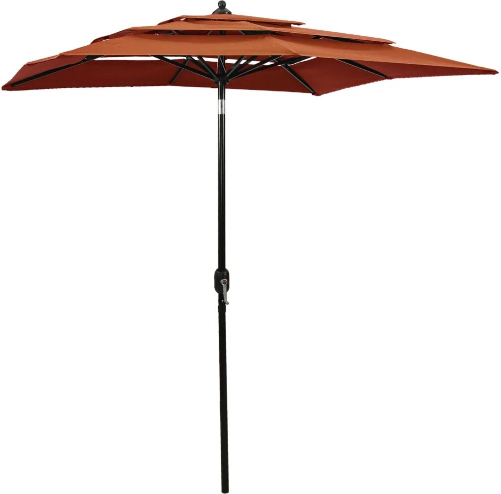 vidaXL Parasol à 3 niveaux avec mât en aluminium Terre cuite 2x2 m