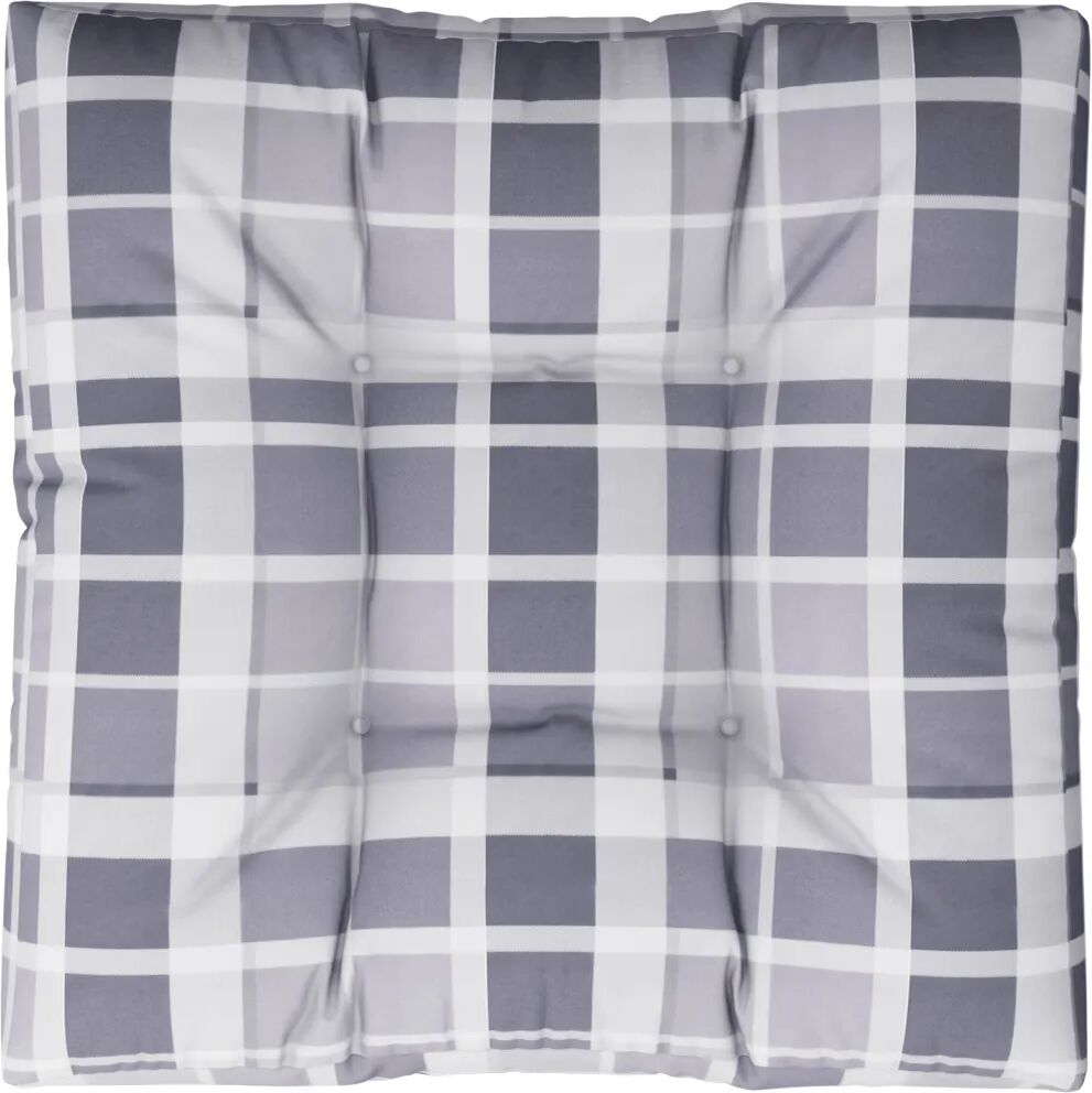 vidaXL Coussin de canapé palette Motif à carreaux gris 80x80x10 cm