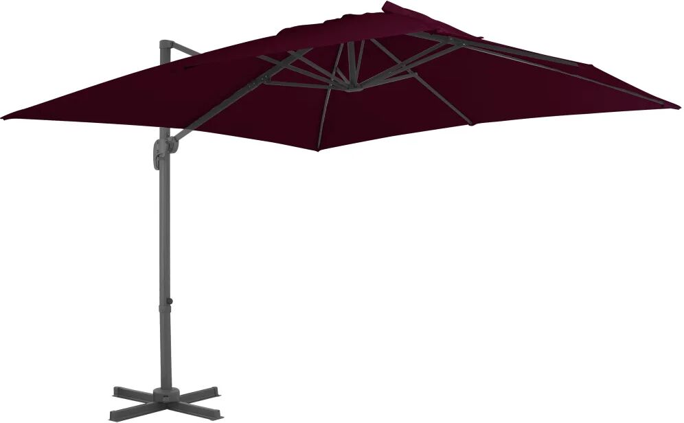 vidaXL Parasol déporté avec mât en aluminium Rouge bordeaux 300x300 cm