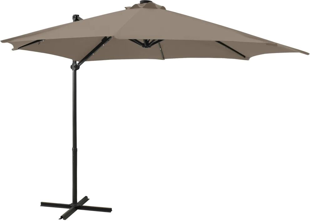 vidaXL Parasol déporté avec mât et lumières LED Taupe 300 cm