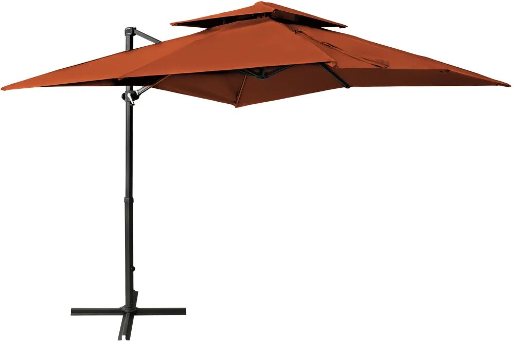 vidaXL Parasol déporté à double toit Terre cuite 250x250 cm