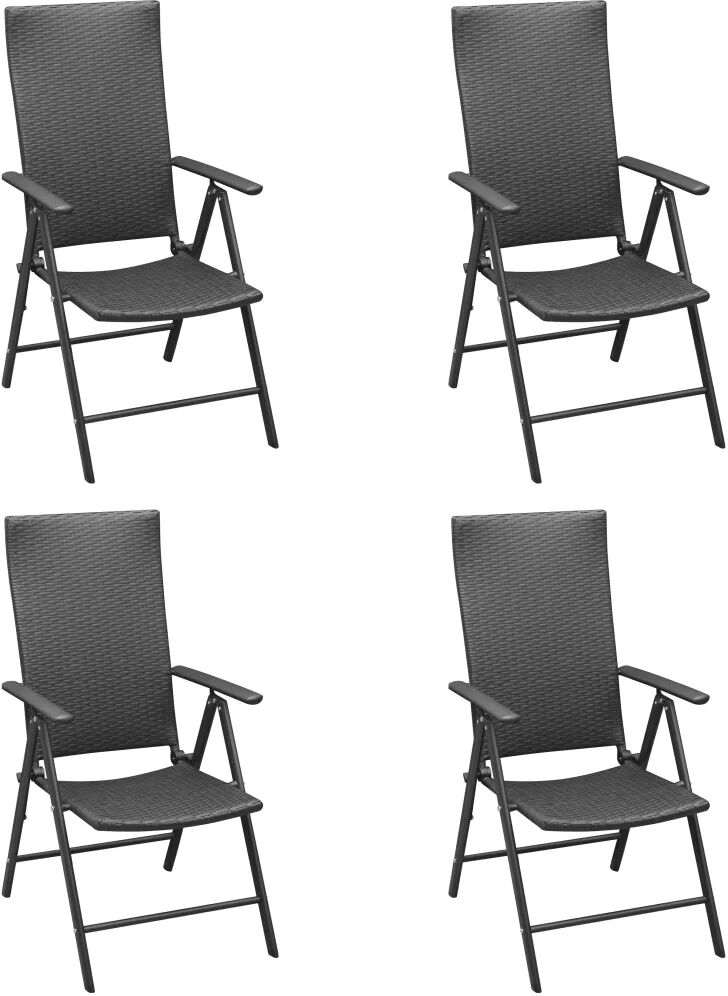 vidaXL Chaises de jardin 4 pcs Résine tressée Noir