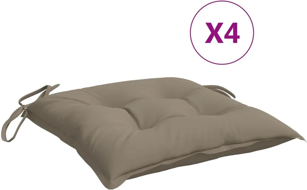 vidaXL Coussins de chaise 4 pcs Taupe 40x40x7 cm Tissu