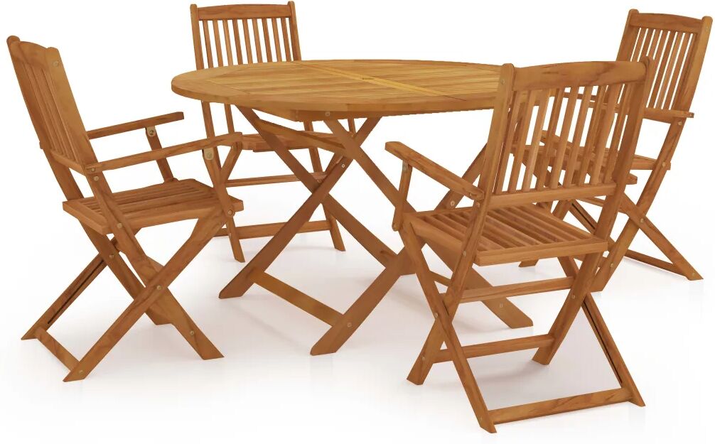 vidaXL Mobilier à dîner de jardin pliable 5 pcs Bois d'acacia solide