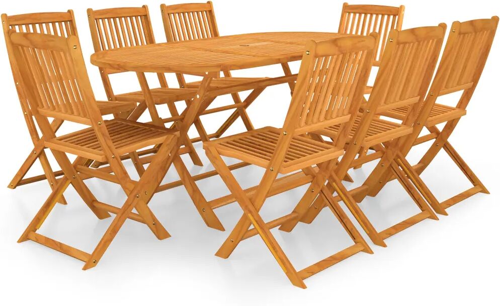 vidaXL Mobilier à dîner de jardin pliable 9 pcs Bois d'acacia solide