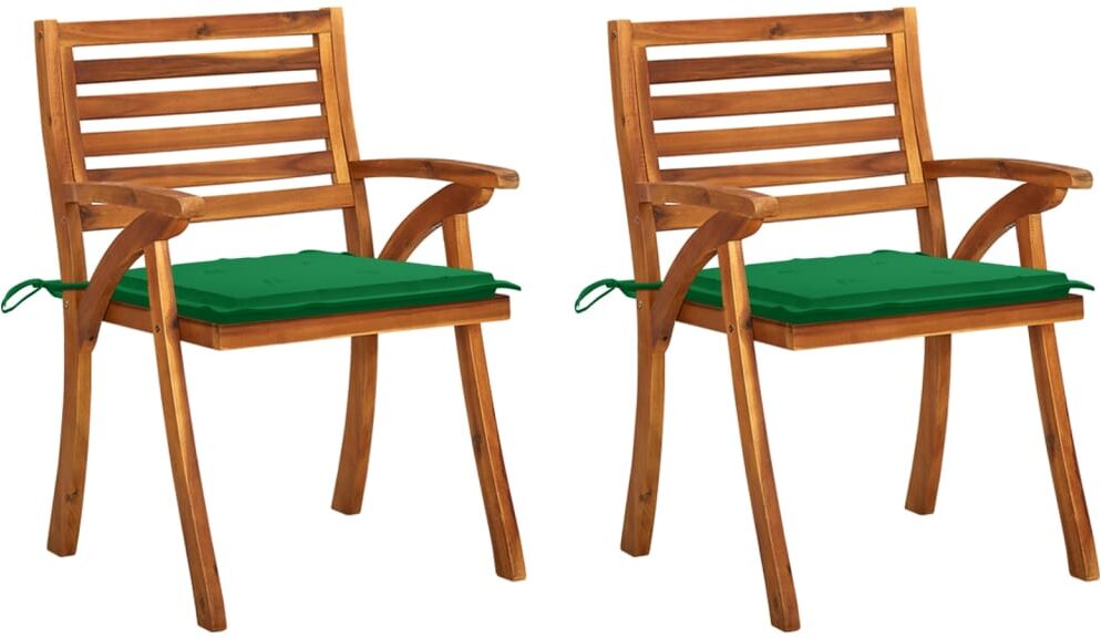 vidaXL Chaises à dîner de jardin avec coussins 2 pcs Acacia massif