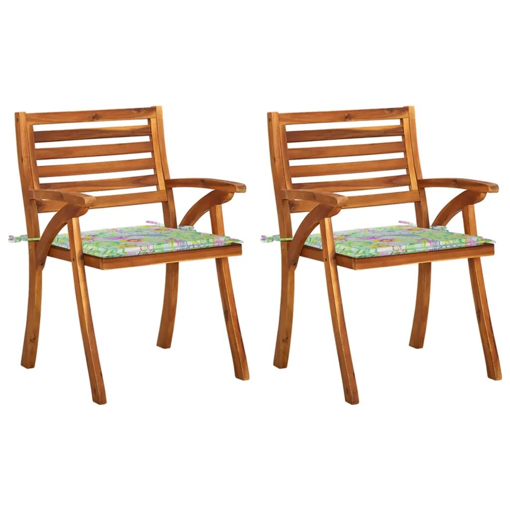 vidaXL Chaises à dîner de jardin avec coussins 2 pcs Acacia massif