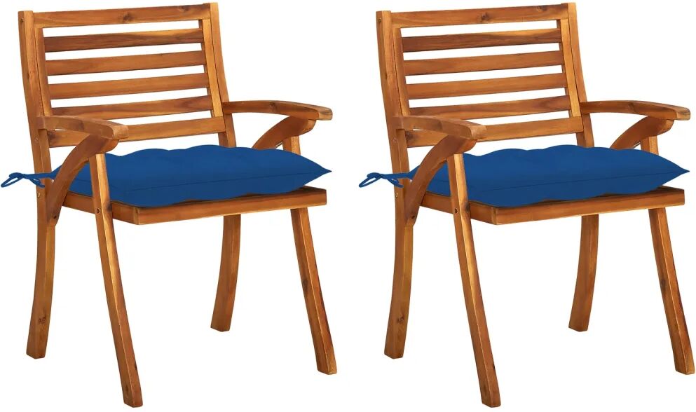 vidaXL Chaises à dîner de jardin avec coussins 2 pcs Acacia massif