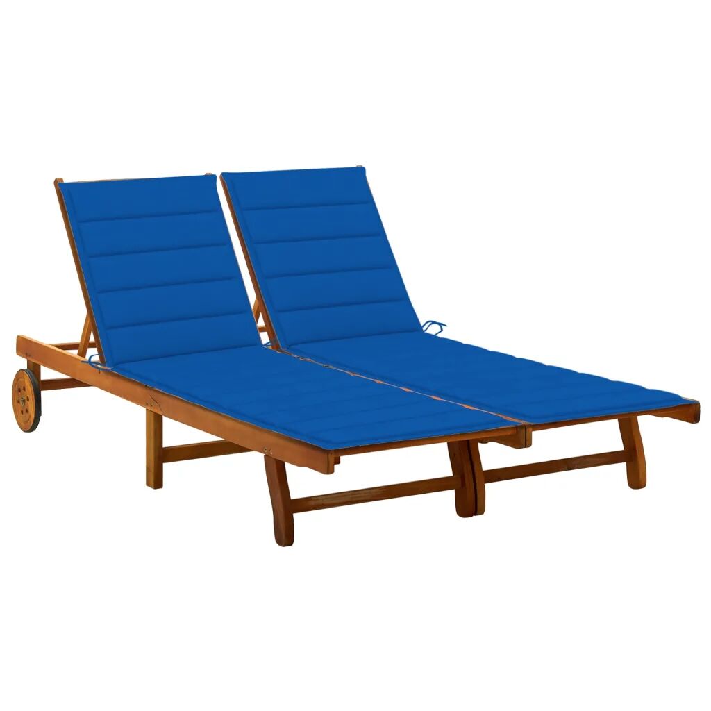 vidaXL Chaise longue de jardin 2 places avec coussins Acacia solide