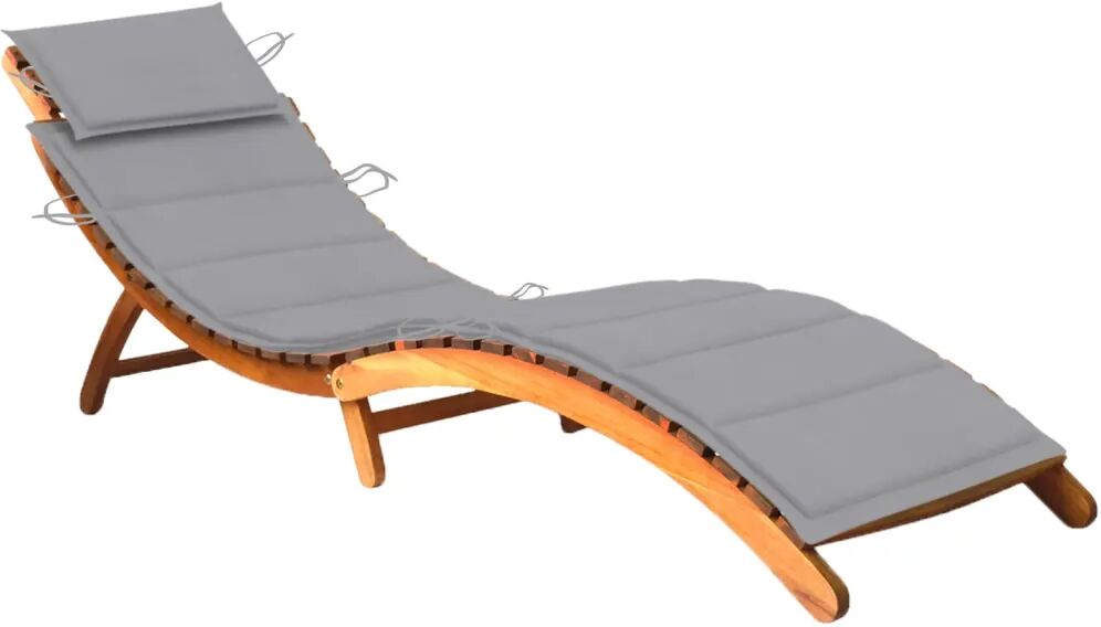 vidaXL Chaise longue de jardin avec coussin Bois d'acacia solide