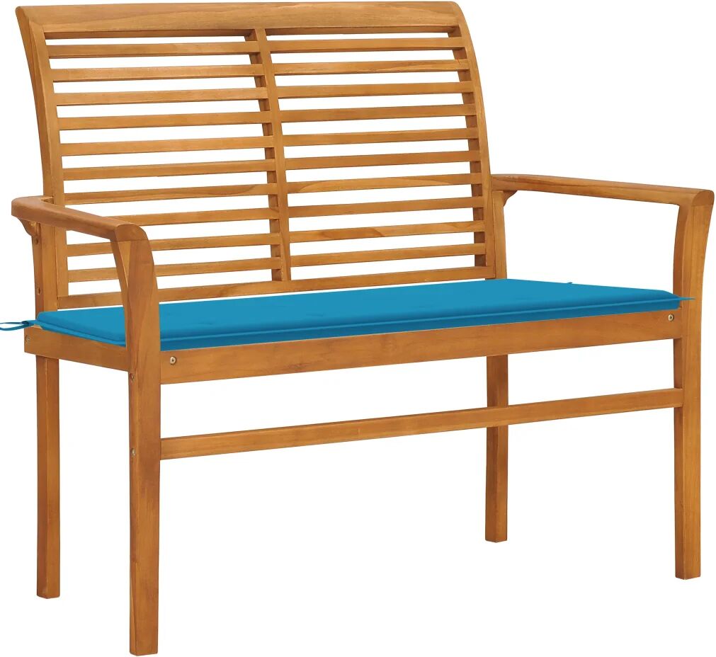 vidaXL Banc de jardin avec coussin bleu 112 cm Bois de teck massif