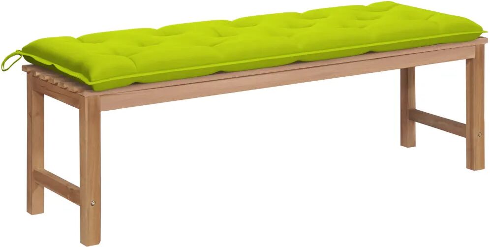 vidaXL Banc de jardin avec coussin vert vif 150 cm Bois de teck massif