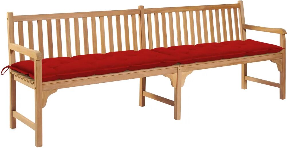 vidaXL Banc de jardin avec coussin rouge 240 cm Bois de teck massif