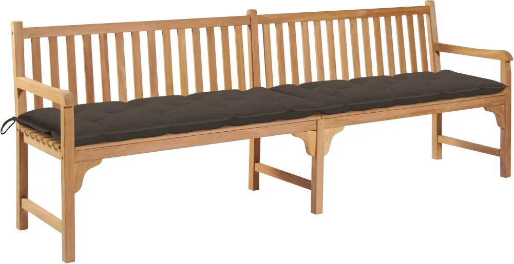 vidaXL Banc de jardin avec coussin taupe 240 cm Bois de teck massif