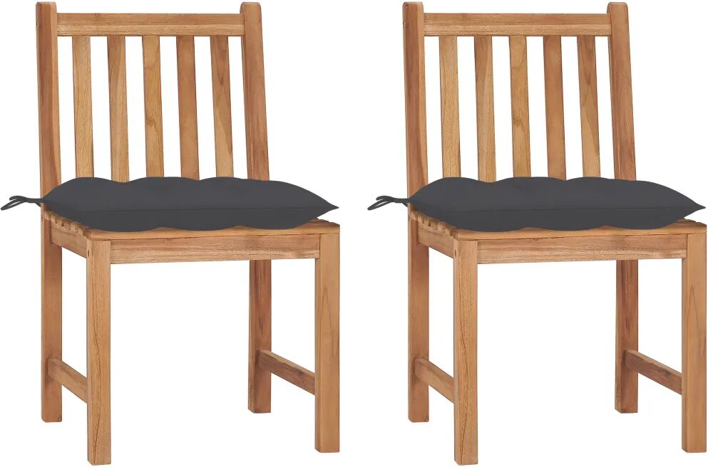 vidaXL Chaises de jardin 2 pcs avec coussins Bois de teck massif