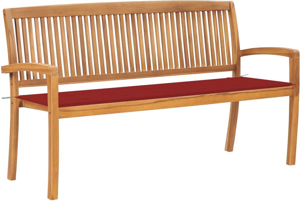 vidaXL Banc de jardin empilable et coussin 159 cm Bois de teck massif